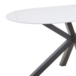 Dining table Vivian-makrey 5 pcs beige velvet - white marble 160x90x75cm