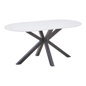 Dining table Vivian-makrey 5 pcs beige velvet - white marble 160x90x75cm