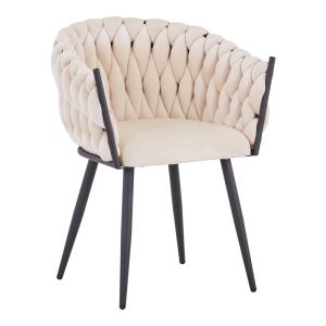 Dining table Vivian-makrey 5 pcs beige velvet - white marble 160x90x75cm