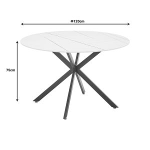 Dining table Vivian-stoyen 5 pcs beige velvet - white marble Φ120x75cm