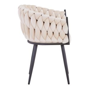 Dining table Vivian-stoyen 5 pcs beige velvet - white marble Φ120x75cm