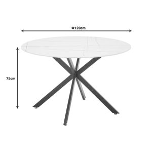 Dining table Vivian-stoyen 5 pcs beige velvet - white with black marble Φ120x75cm