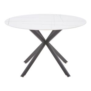 Dining table Vivian-stoyen 5 pcs beige velvet - white with black marble Φ120x75cm