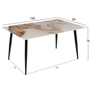 Dining table Warm Marble Luxury technical stone marble color in white-brown Hm8588,03 160x90x76cm