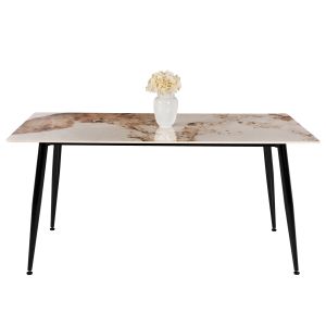 Dining table Warm Marble Luxury technical stone marble color in white-brown Hm8588,03 160x90x76cm