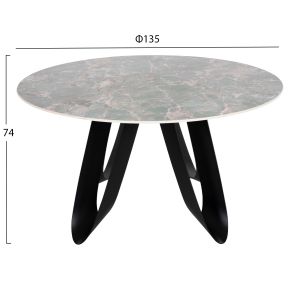 Zod dining table - ceramic top gray marble - black metal legs D135x74hcm Hm9852,03