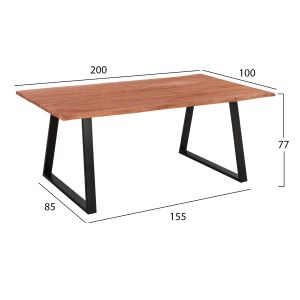 Dining table acacia solid wood with black legs Hm8501,11