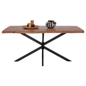 Dining table acacia solid wood-black metal base 160x90x74.5hcm Hm11882