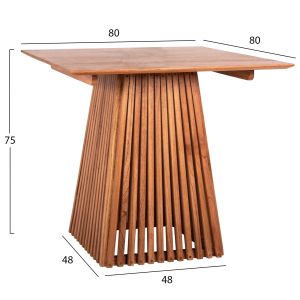 Square dining table Frantz solid wood Mindi Hm9458.11 in natural color 80x80x75hcm