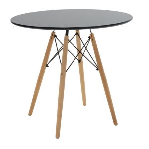 Dining table set of 5 pieces Julita-bella Mdf in black-natural color D80x73cm