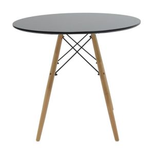 Dining table set of 5 pieces Julita-bella Mdf in black-natural color D80x73cm