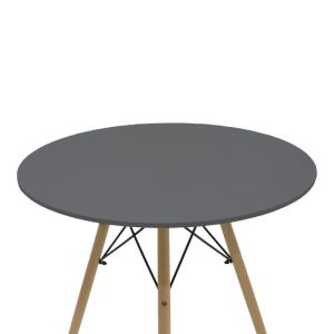 Dining table set of 5 pieces Julita-bella Mdf in black-natural color D80x73cm
