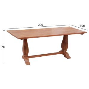 Dining table solid teak with carved legs 200x100x78hcmhm9463,01