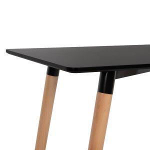 Dining table MDF in beech and black Minimal Art Wood Hm8581,02 120x60x74cm