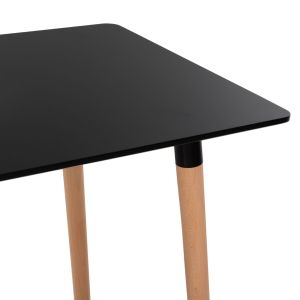 Dining table MDF in beech and black Minimal Art Wood Hm8581,02 120x60x74cm