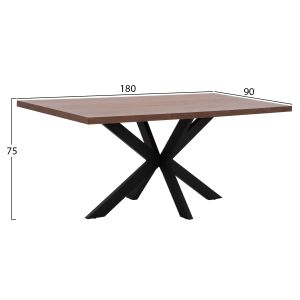 Dining table MDF walnut veneer in rustic style Hm9311,02