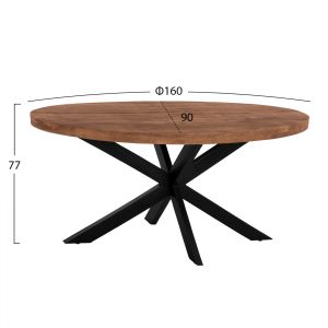 Dining table oval Industrial Hm8482,11 mango solid wood 160x90x77cm