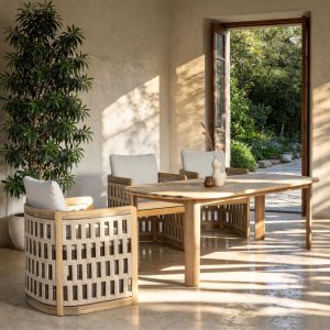 Oval dining table Raikko Sm6444 natural acacia wood 240x100x75hcm.