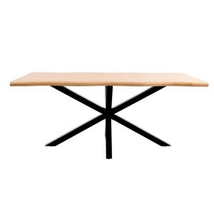Dining table white oak top with black metal legs size 180x90x75cm