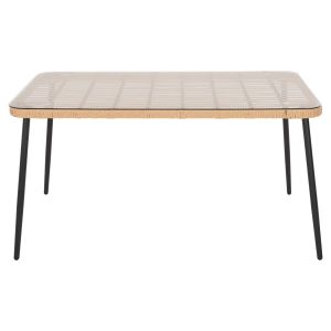 Rectangular dining table Allegra Hm5537,11 black Metal-p,e, natural rattan 139,5x79,5x73hcm