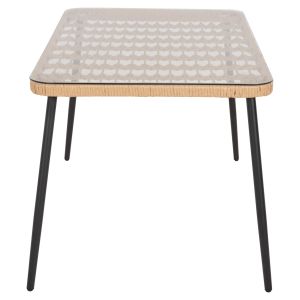 Rectangular dining table Allegra Hm5537,11 black Metal-p,e, natural rattan 139,5x79,5x73hcm