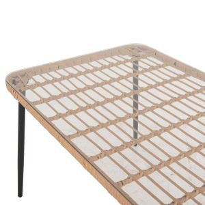 Rectangular dining table Allegra Hm5537,11 black Metal-p,e, natural rattan 139,5x79,5x73hcm