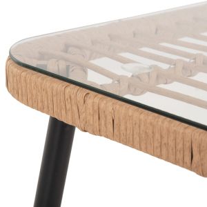 Rectangular dining table Allegra Hm5537,11 black Metal-p,e, natural rattan 139,5x79,5x73hcm