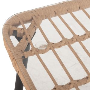 Rectangular dining table Allegra Hm5537,11 black Metal-p,e, natural rattan 139,5x79,5x73hcm