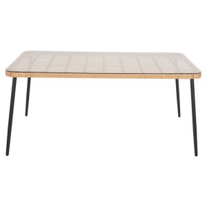 Rectangular dining table Allegra Hm5538.11 black Metal-p,e, natural rattan 159.5x89.5x72hcm