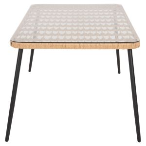 Rectangular dining table Allegra Hm5538.11 black Metal-p,e, natural rattan 159.5x89.5x72hcm