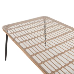 Rectangular dining table Allegra Hm5538.11 black Metal-p,e, natural rattan 159.5x89.5x72hcm