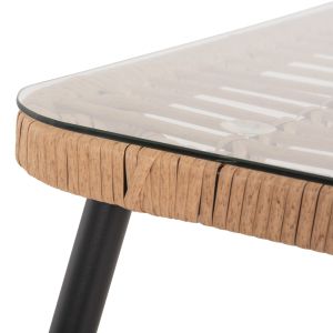 Rectangular dining table Allegra Hm5538.11 black Metal-p,e, natural rattan 159.5x89.5x72hcm