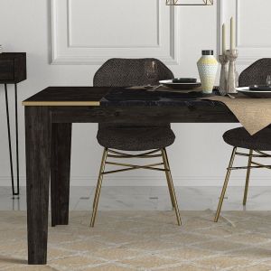 Dining table with marble effect black and gold color 145x85x76cm