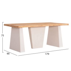 Dining table Santorini series Hm18042, solid fir wood top, MDF legs in white color 180x90x75hcm.