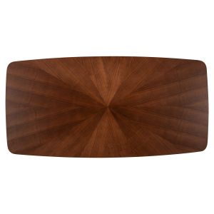 Dining table with rounded top Hm9745 made of Mdf, dark walnut color 180x90x76hcm