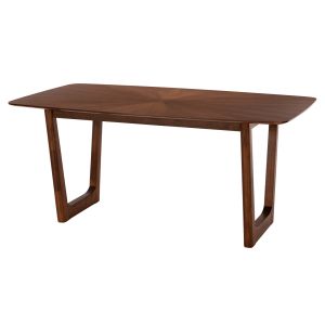 Dining table with rounded top Hm9745 made of Mdf, dark walnut color 180x90x76hcm