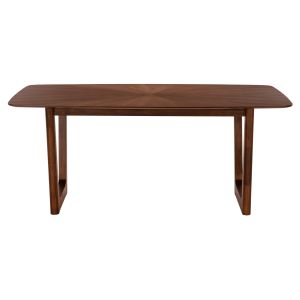 Dining table with rounded top Hm9745 made of Mdf, dark walnut color 180x90x76hcm