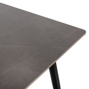 Dining table black metal legs and technical stone top Hm8588,01 Grey Marble 160x90x76hcm