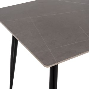 Dining table black metal legs and technical stone top Hm8588,01 Grey Marble 160x90x76hcm