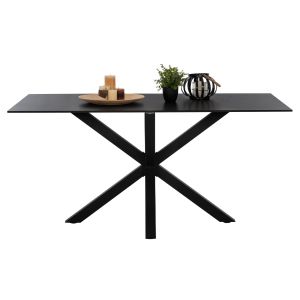 Dining table, black technical stone top, black metal legs, Hm9308.01