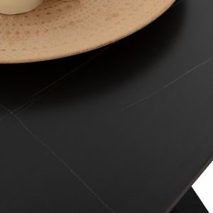 Dining table, black technical stone top, black metal legs, Hm9308.01