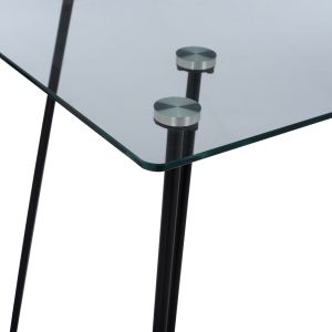 Jaala metal dining table with glass top and black metal legs Hm9011 130x70x75