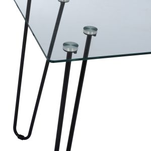Jaala metal dining table with glass top and black metal legs Hm9011 130x70x75