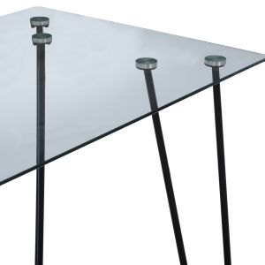 Jaala metal dining table with glass top and black metal legs Hm9011 130x70x75