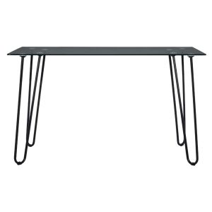 Jaala metal dining table with glass top and black metal legs Hm9011 130x70x75