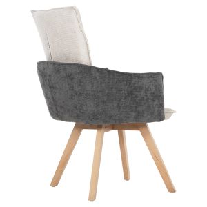 Трапезно кресло Rex бежово-сива дамаска -крака от буково дърво масив 53x60x93hcm Hm9847,04