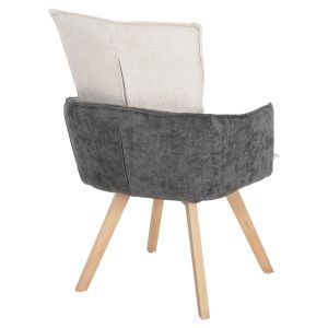 Трапезно кресло Rex бежово-сива дамаска -крака от буково дърво масив 53x60x93hcm Hm9847,04