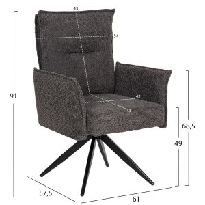 Трапезно кресло Zorin сива дамаска-черна метална база 64x66x94,5hcм Hm9846,03