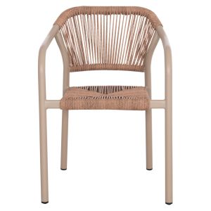 Трапезно кресло алуминиево Lucci Hm6266.02 Mocha Frame P.e. натурален ратан 58x56x79hcm.