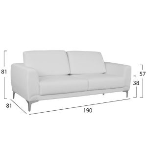 Three-seater sofa Kenzie Hm3121,32 white leather